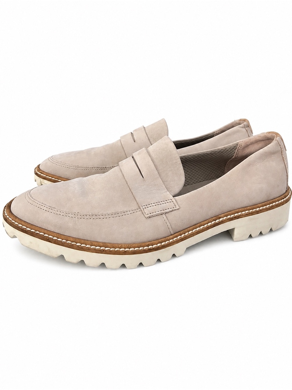 ECCO women’s 38 US 7-7.5 beige leather penny loafers lug sole